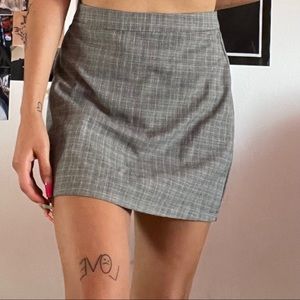 Gray Plaid Mini Skirt
